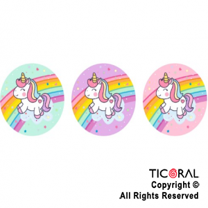 UNICORNIO ARCO IRIS STICKER 10 x 12 UNIDADES